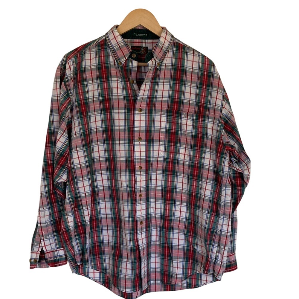 Hathaway Highlander Men's Holiday Plaid Button-Down Shirt Size M Red and Green